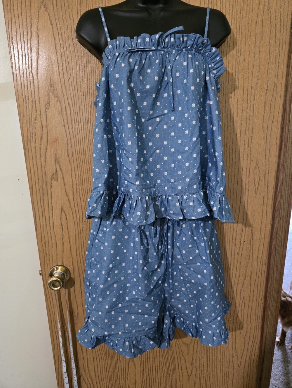 New 2pc Blue Ruffle Short Set.